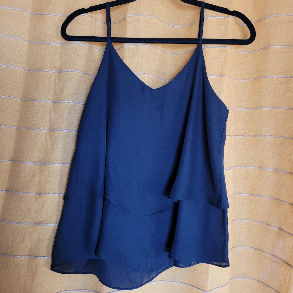 Francesca's Annabella Tank Top Blouse Flattering Summer Black Medium
